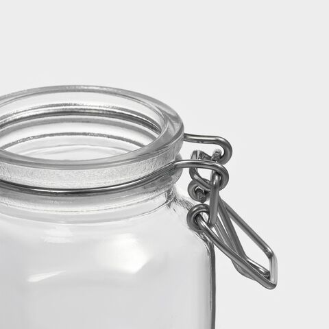 Банка для сыпучих Доляна «Грани», 100 мл, 6×7×8 см, с бугельным замком, стекло, прозрачная 5